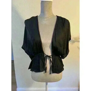 Women's Black Cami Tie Front Top, Size M, Forever 21